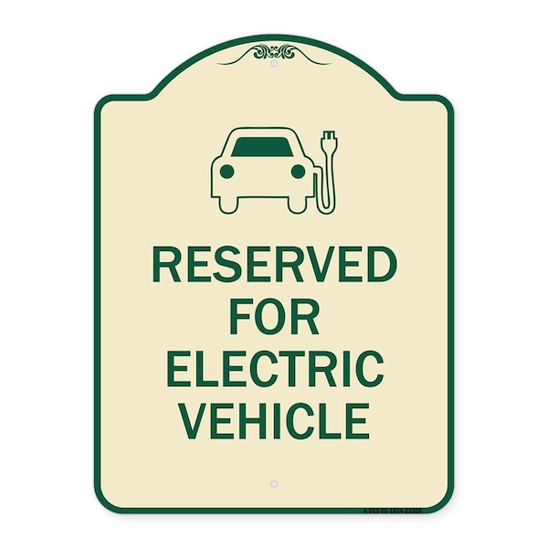 Reserved for Electric Vehicle W/ Graphic Heavy-Gauge Aluminum Sign, 24" x 18", TG-1824-23209